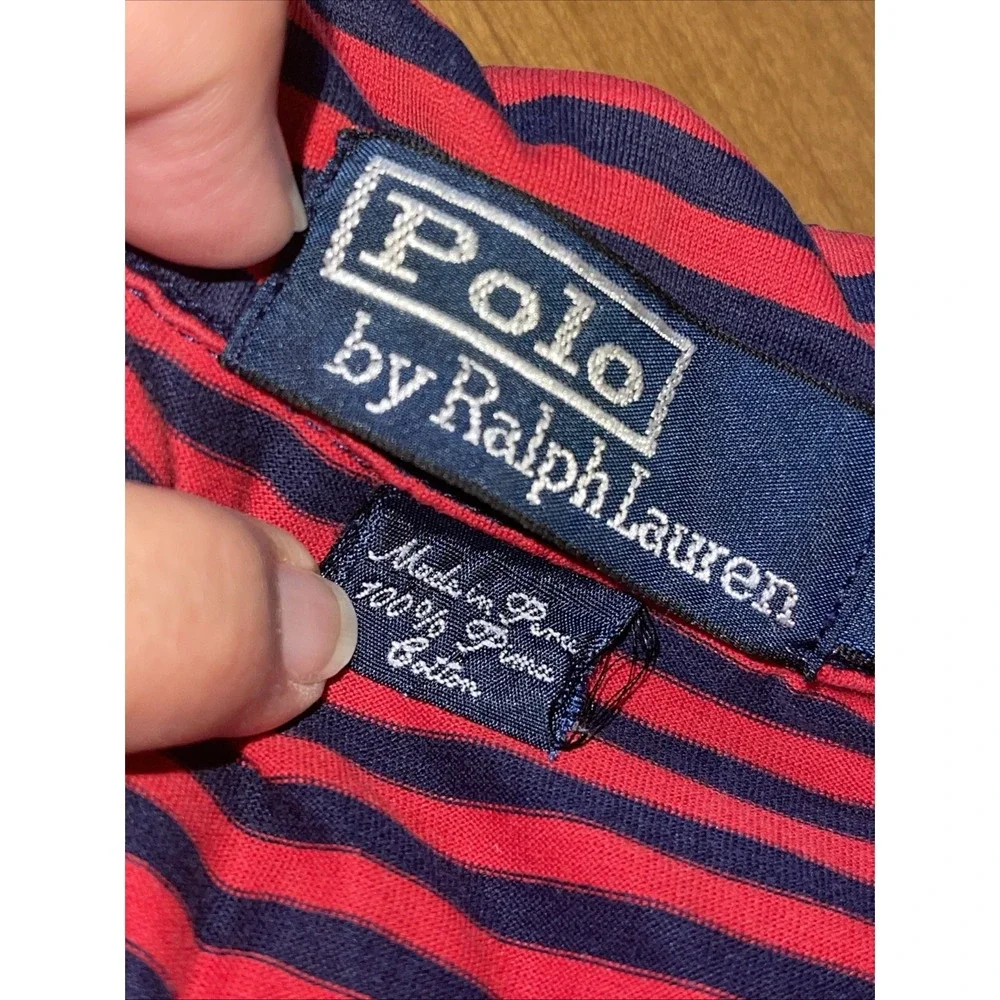 Polo Ralph Lauren Shirt Men L Red Stripes (Freddy Kruger)‎ Embroidery Pima VTG
